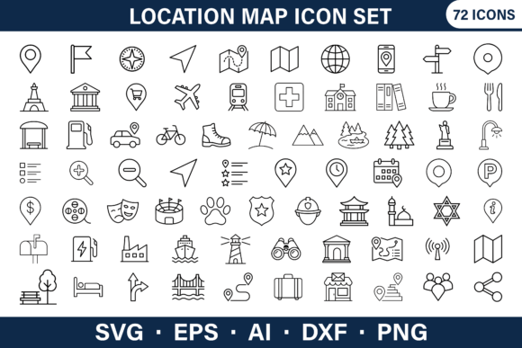 Location Map Icon Set SVG