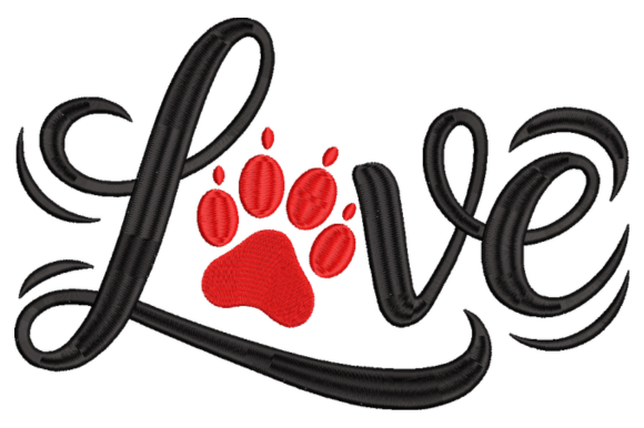 Love Paw Embroidery Design