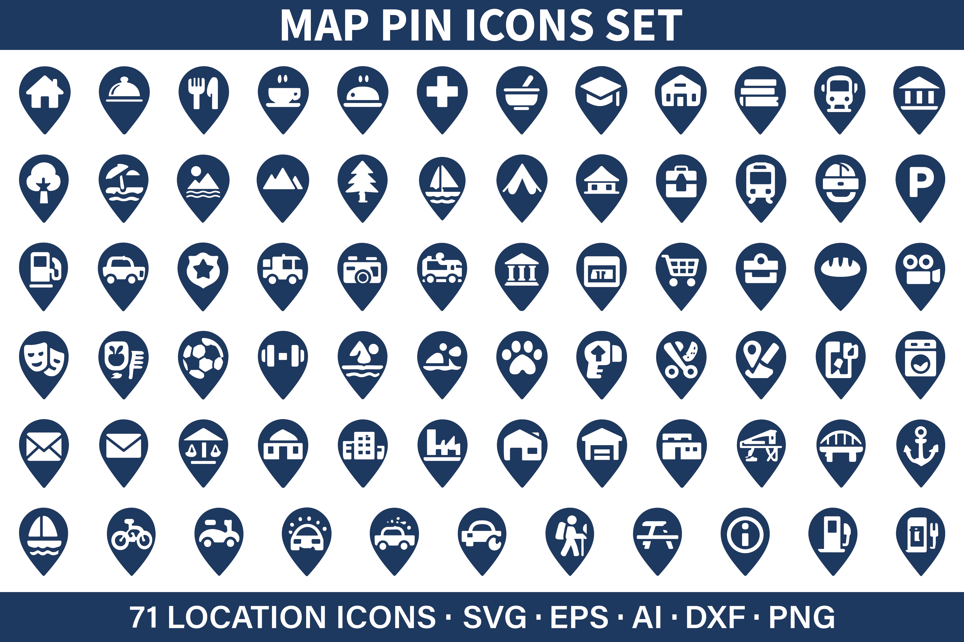Map Pin Icons Set Location SVG