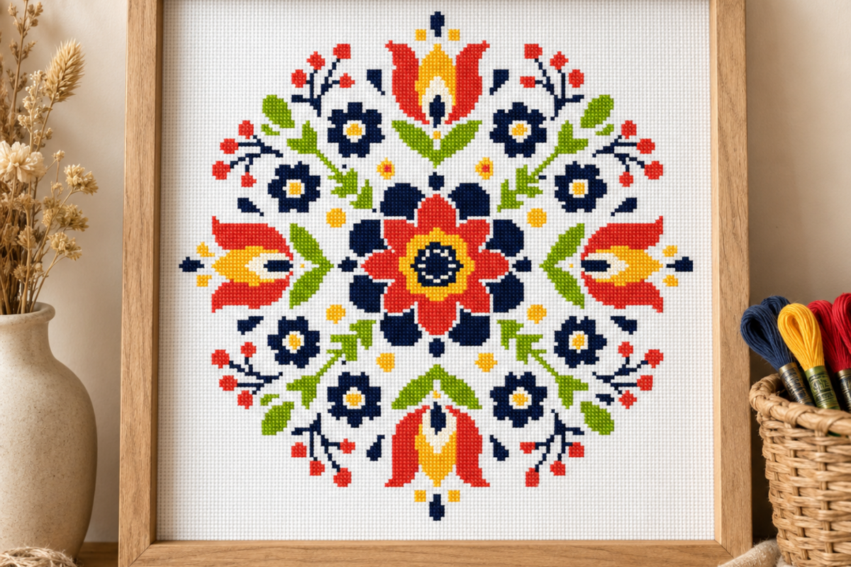 Modern Folk Flower Rosette