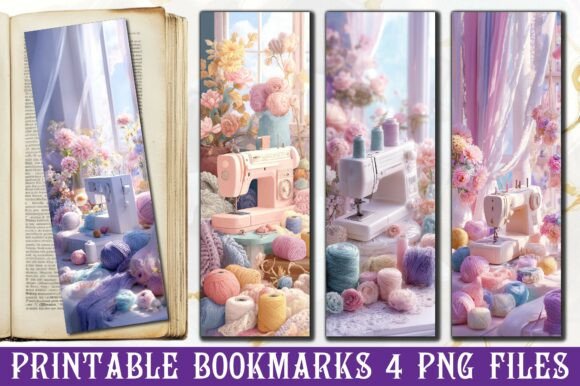 Pastel Floral Sewing Machine Bookmark