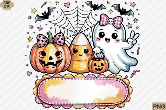 Personalized Kids Girl Ghost Pumpkin Png Graphics