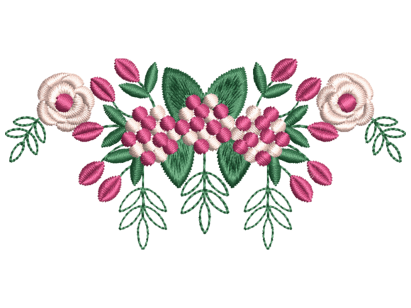Pink Botanical Flower Bouquet Motif