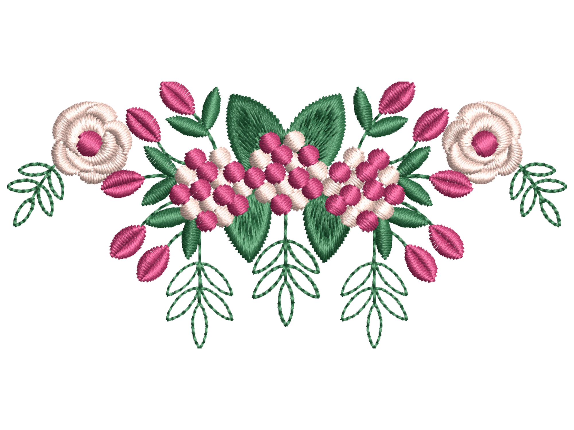 Pink Botanical Flower Bouquet Motif