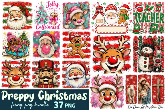 Preppy Christmas PNG Bundle