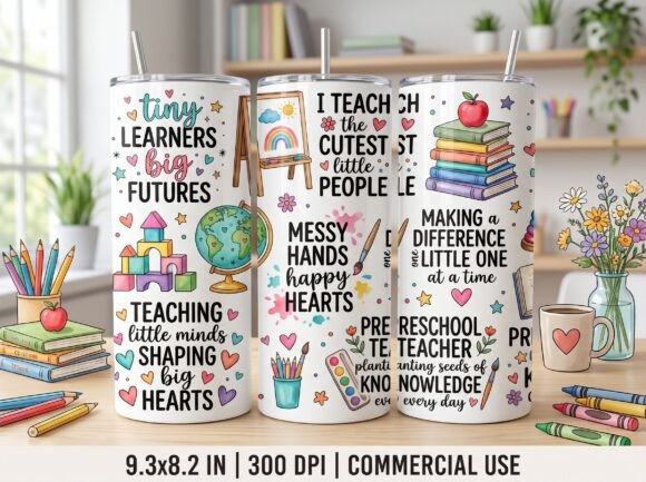Preschool Teacher Tumbler Wrap PNG