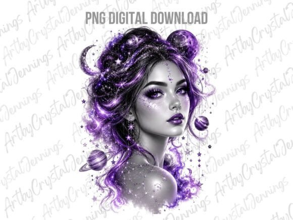 Purple Galaxy Space Woman PNG