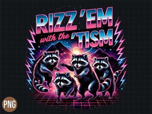 Retro Rizz Em with Tism PNG Tshirt