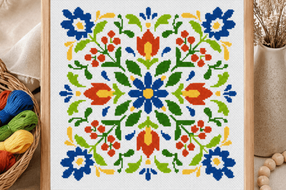 Scandinavian Floral Folk Cross Stitch