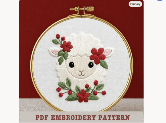 Sheep Hand Embroidery Template