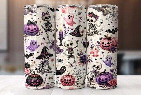 Skeleton Ghost Halloween Tumbler Wrap
