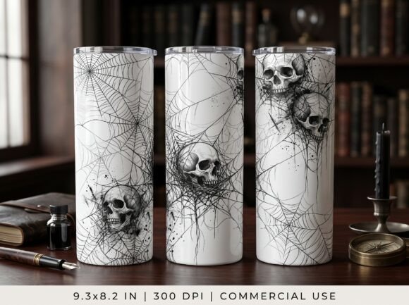 Skull Tumbler Wrap Halloween PNG