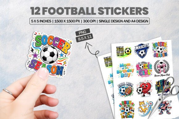 Soccer Football Stickers Bundle Design