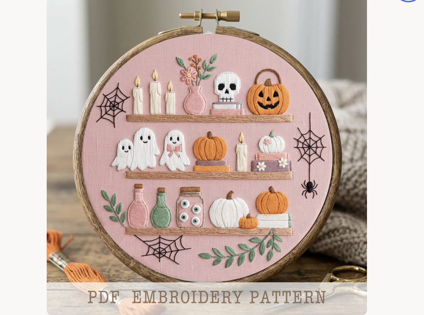 Spooky Bookshelf Embroidery Pattern