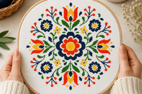 Spring Folk Floral Mandala