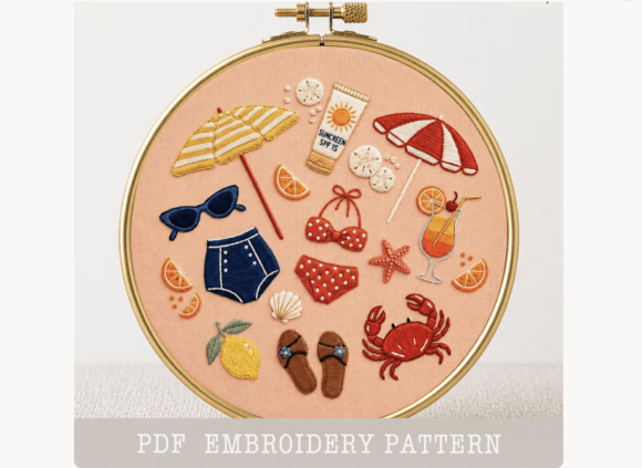 Summer Hand Embroidery Pattern PDF