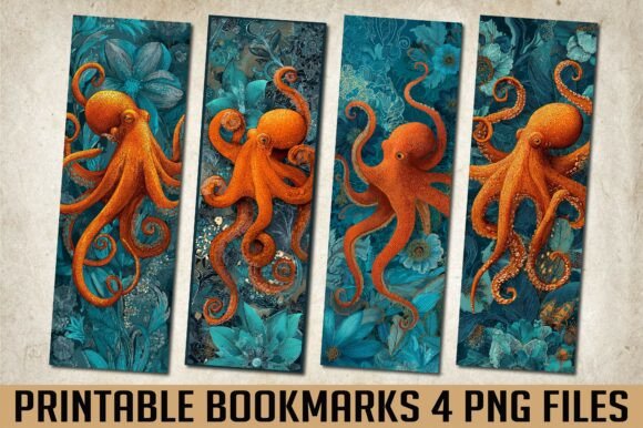 Vintage Octopus Floral Ocean Bookmark