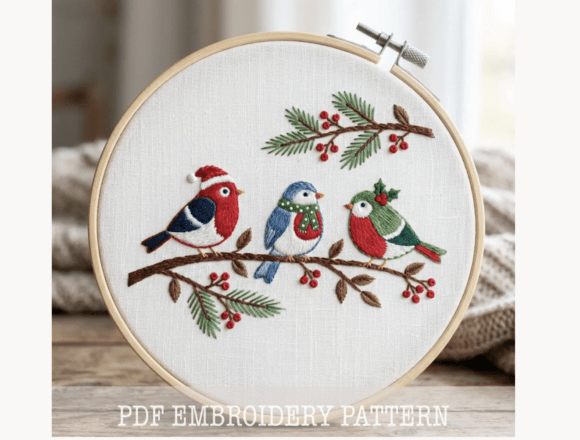 Winter Birds Hand Embroidery Pattern