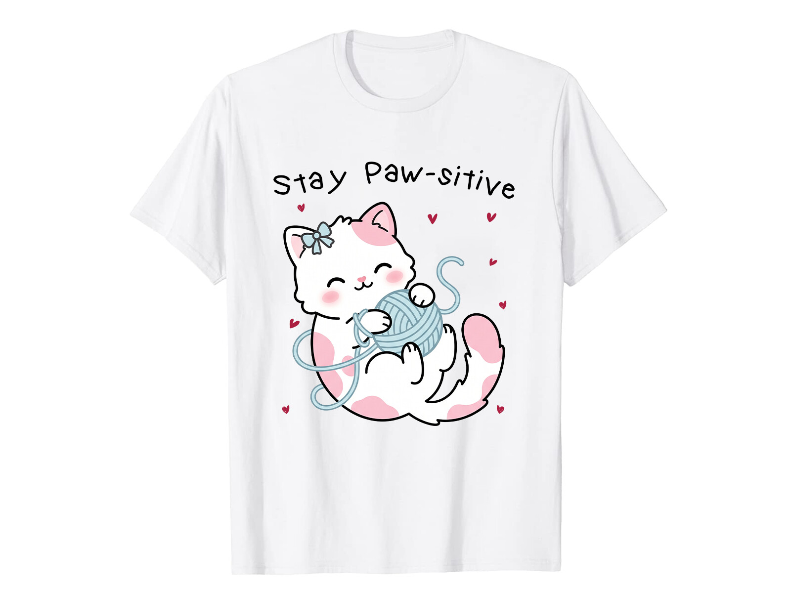 Adorable Stay Pawsitive Mood Cat T-Shirt