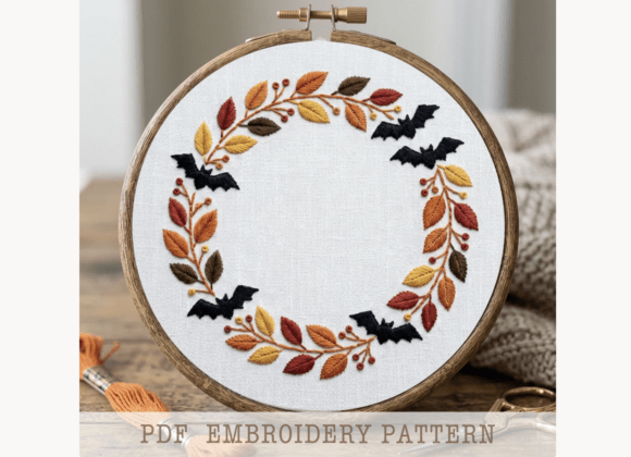 Autumn Wreath Hand Embroidery Pattern