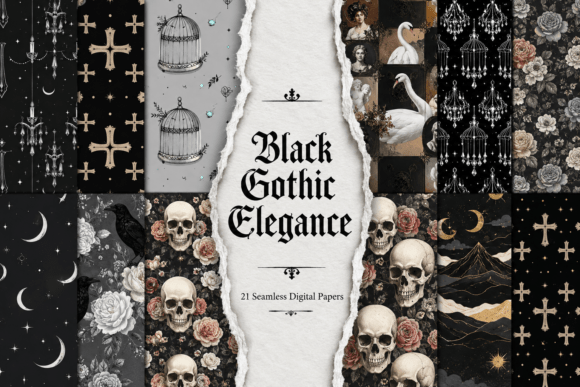 Black Gothic Elegance Digital Pattern