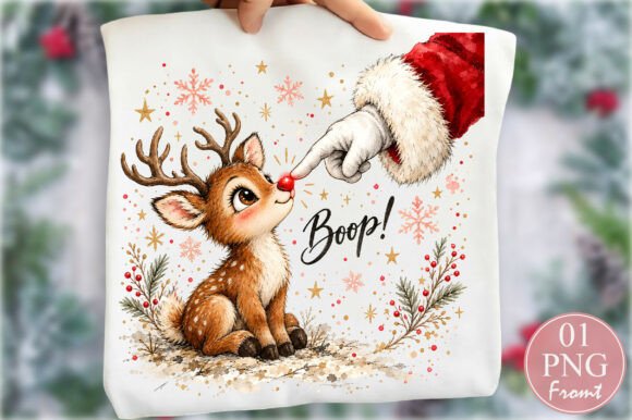 Boop Cute Reindeer Santa Hand PNG | Instant Download Digital Art - Image 1
