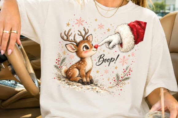Boop Cute Reindeer Santa Hand PNG | Instant Download Digital Art - Image 2