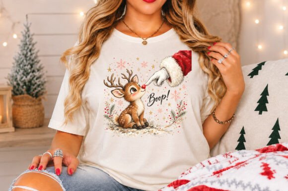 Boop Cute Reindeer Santa Hand PNG | Instant Download Digital Art - Image 4