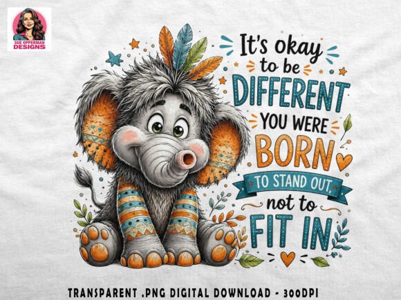 Born to Stand out | Boho Elephant PNG