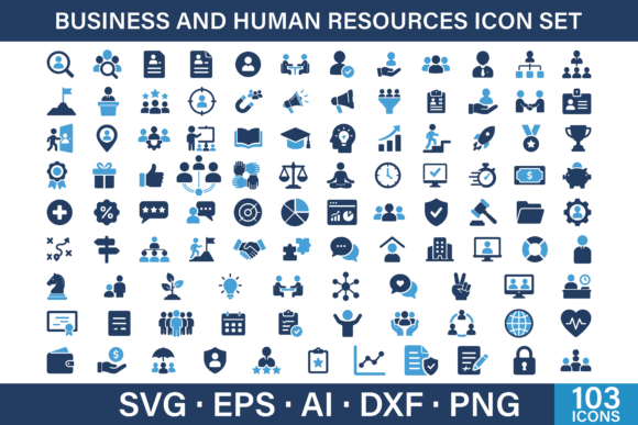 Business HR Icons Set Vector SVG