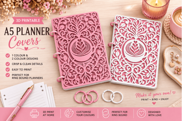 3D Printed Planner Covers | A5 & A6 Binder Inserts for Planners - Image 1