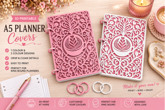 3D Printed Planner Covers | A5 & A6 Binder Inserts for Planners - Image 6