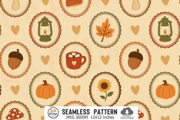 Cozy Fall Pattern Seamless Autumn Frame