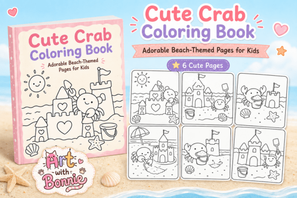 Cute Crab Beach Coloring Pages for Kids