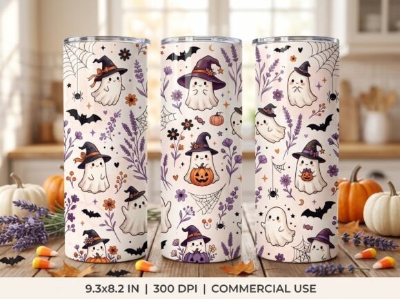 Cute Ghost Pattern Tumbler PNG