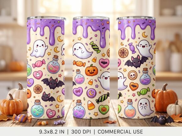 Cute Halloween Tumbler Wrap PNG