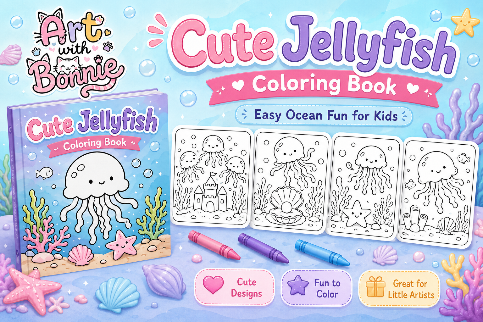 Cute Jellyfish Coloring Pages for Kids