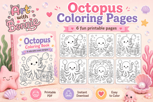 Cute Octopus Coloring Pages for Kids
