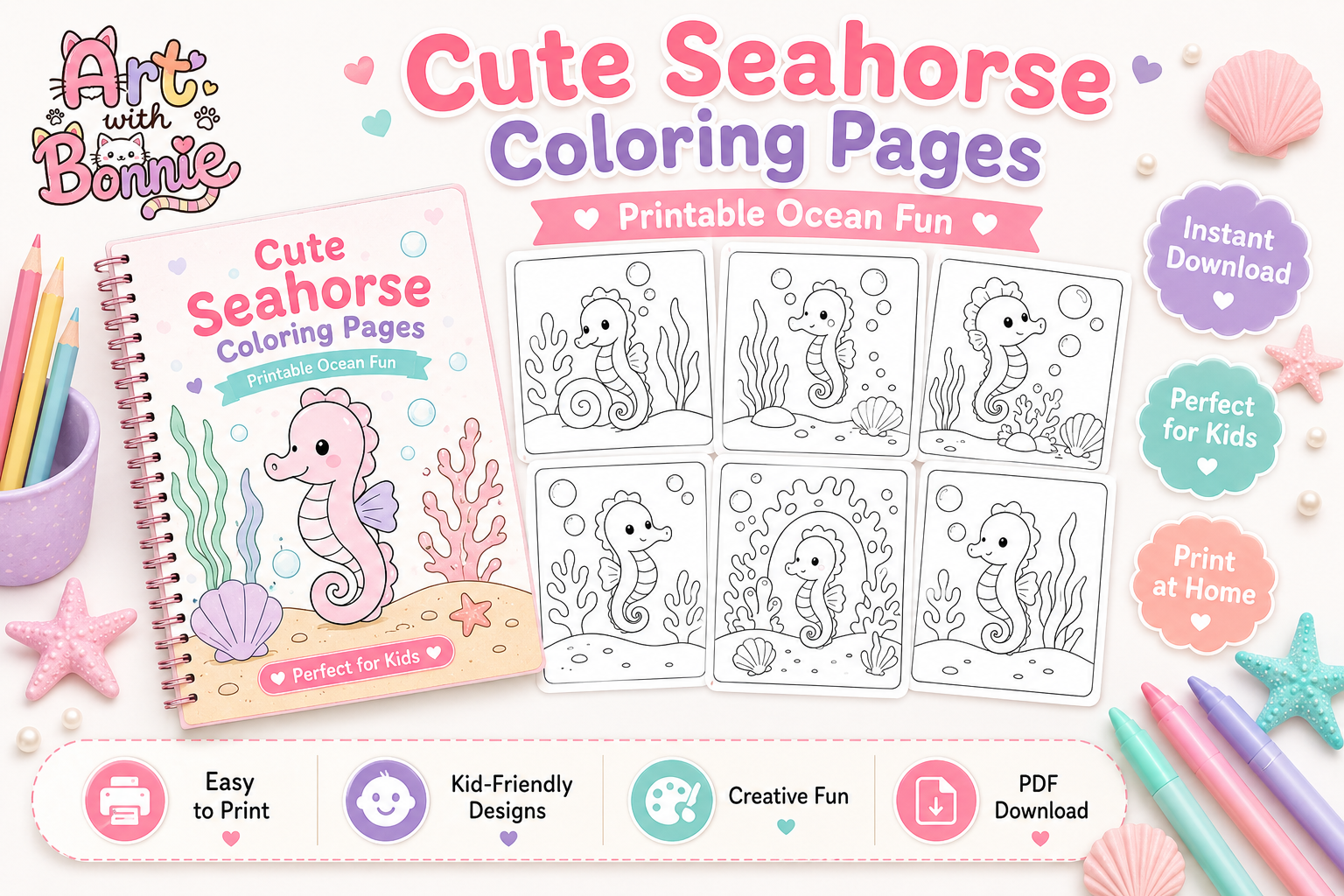 Cute Seahorse Coloring Pages Printable