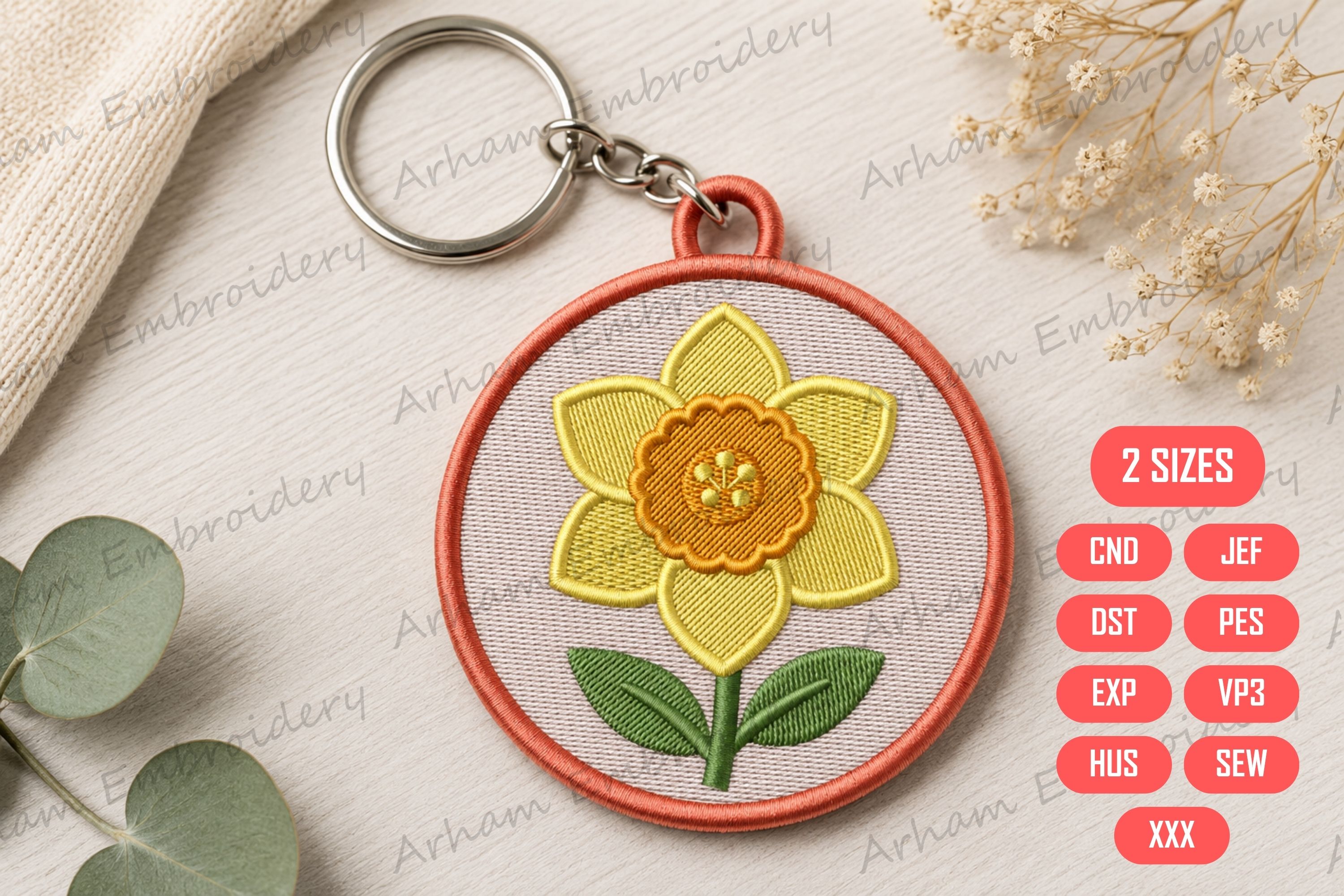 Daffodil Flower Keychain