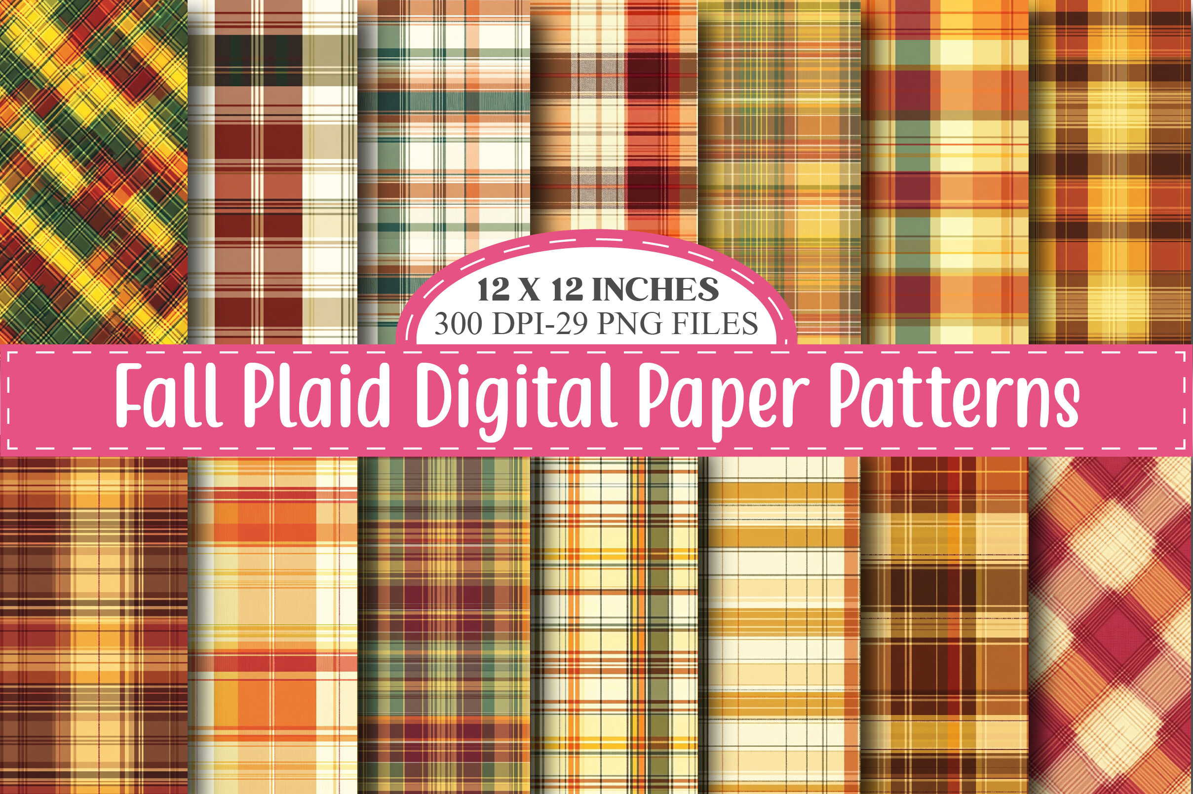 Fall Plaid Digital Paper Backgrounds Graphic by ArtStory · Creative Fabrica