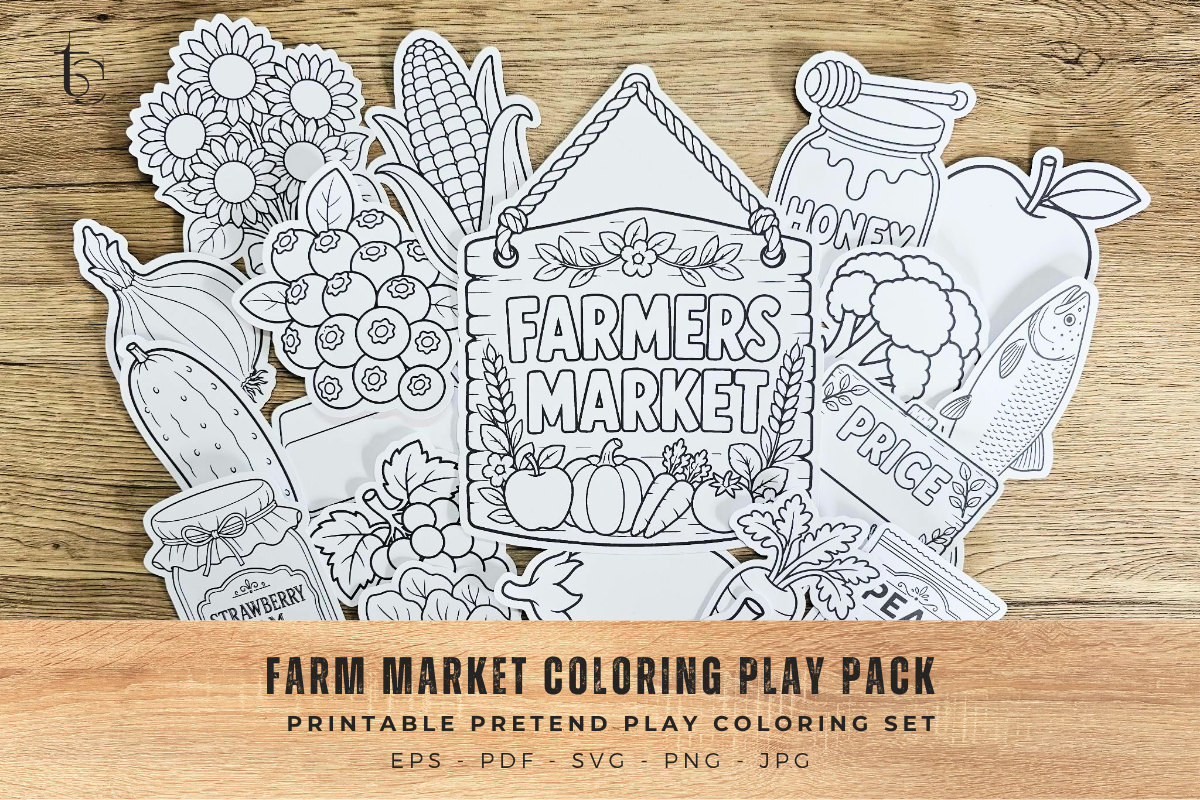 Farm Market Coloring & Pretend Play Pack