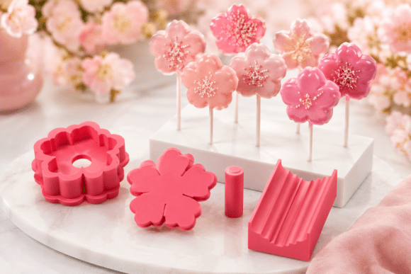 Flower Cake Pop Mold STL Files - Printable Floral Dessert Molds - Image 1