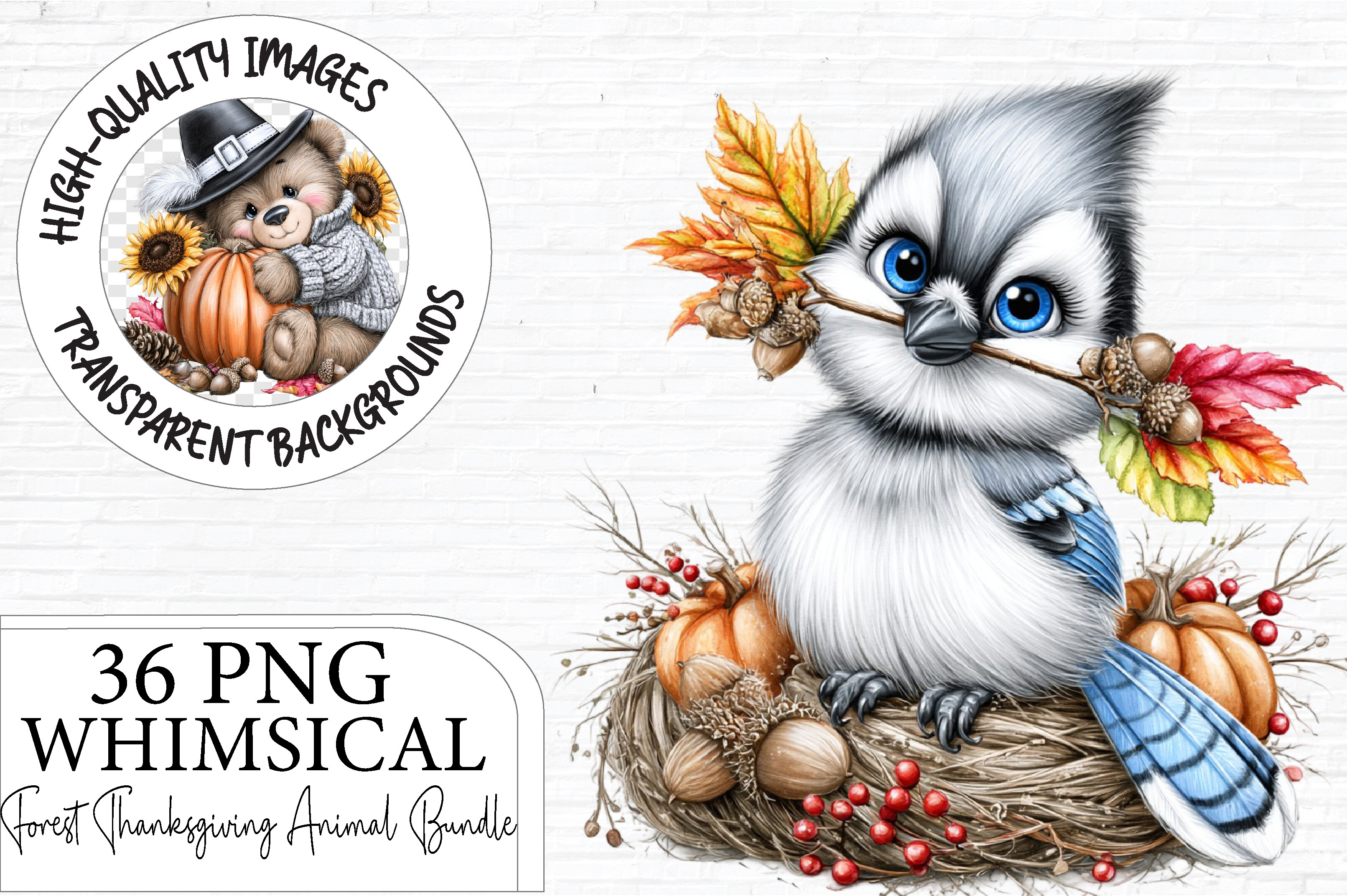 Forest Thanksgiving Animal Clipart