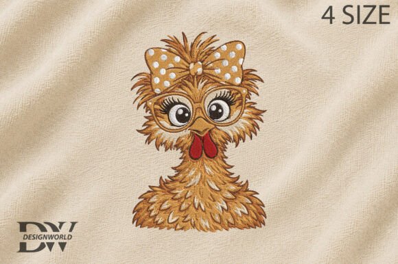 Funny Crazy Chicken Embroidery Design