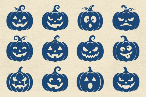 Funny Pumpkin Faces Halloween SVG Bundle