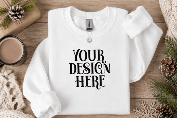 Gildan 18000 Christmas Mockup Grafika Makiety Produktów Przez Real POD Mockups