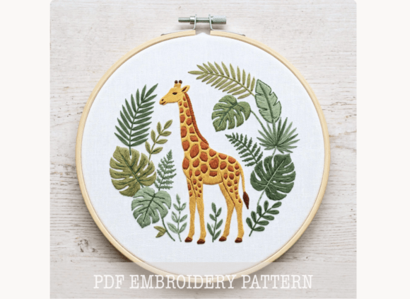 Giraffe Hand Embroidery Design