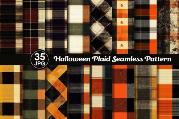 Halloween Plaid Seamless Pattern