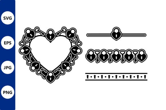 Heart Lock Key Borders